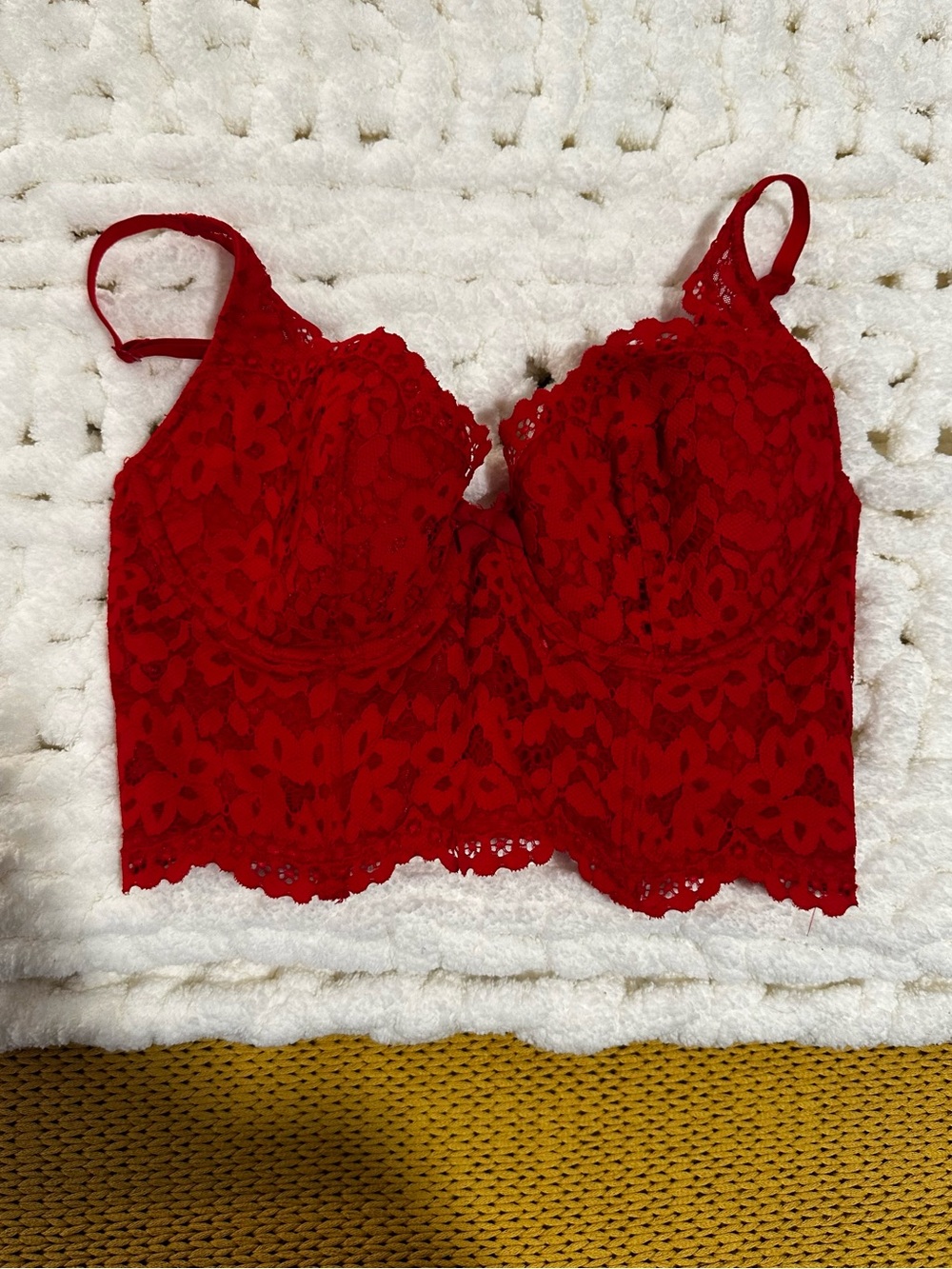 Victoria's Secret Red Lace Longline Bralette Bustier